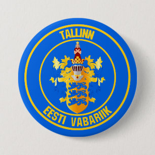 Tallinn Round Emblem Ronde Button 7,6 Cm