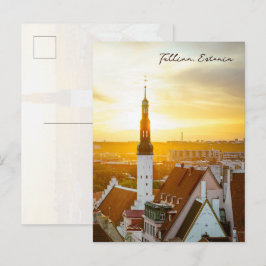 Tallinn silhouet bij zonsopgang, Estland reis foto Briefkaart
