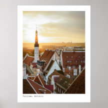 Tallinn silhouet bij zonsopgang, Estland reis foto