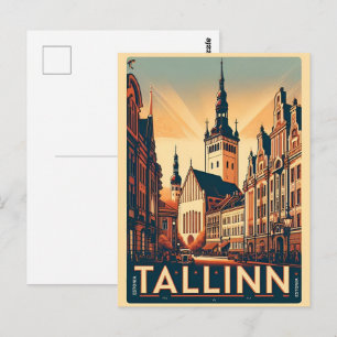Tallinn stad Estland retro reis geschenken Briefkaart