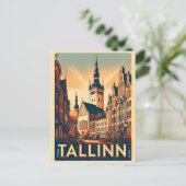 Tallinn stad Estland retro reisgeschenken Briefkaart (Staand voorkant)