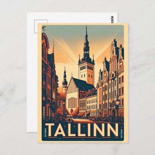 Tallinn stad Estland retro reisgeschenken Briefkaart (Voorkant / Achterkant)