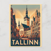 Tallinn stad Estland retro reisgeschenken Briefkaart (Voorkant)
