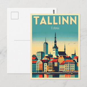 Tallinn stad Estland retro reisgeschenken Briefkaart