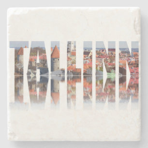 Tallinn-tekst samengesteld uit de oude stad stenen onderzetter