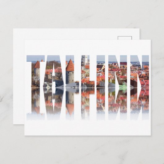 Tallinn-tekst samengesteld uit oud uitzicht briefkaart (Voorkant / Achterkant)