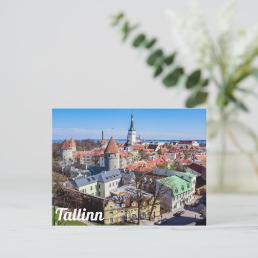 Tallinn uitzicht briefkaart binnenstad (Staand voorkant)