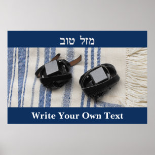 Tallis & Tefillin - Mazel Tov - Schrijf uw eigen t Poster