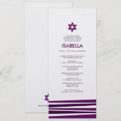 Tallit Bar Mitzvah in Paarse uitnodiging (Voorkant / Achterkant)