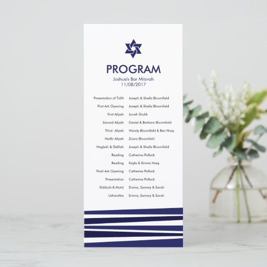 Tallit Bar Mitzvah Programma Programmakaart (Staand voorkant)