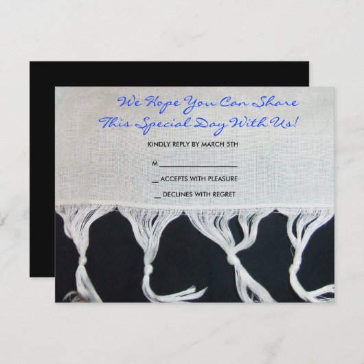 Tallit Tallis Bar bat Mitzvah Uitnodiging Inv Antw (Voorkant / Achterkant)