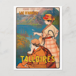 Talloires, Annecy meer, stel op picknick, vintage Briefkaart