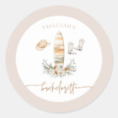 TALLULAH Bohemian Cowgirl Bachelorette Ronde Sticker (Voorkant)