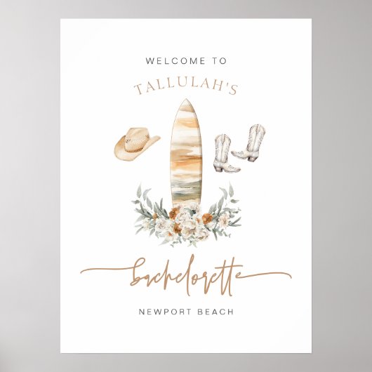 TALLULAH Cowgirl Bachelorette Welkom Poster (Voorkant)