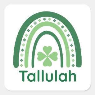 Tallulah Name Clover Boho Rainbow Vierkante Sticker