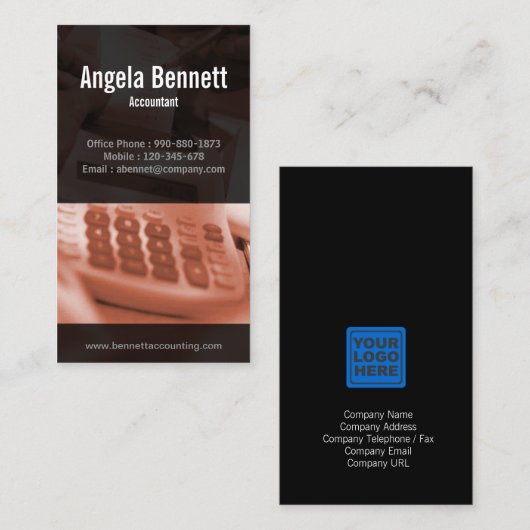 Tally Machine Boekhouding Bruin Visitekaartje (Voorkant / Achterkant)