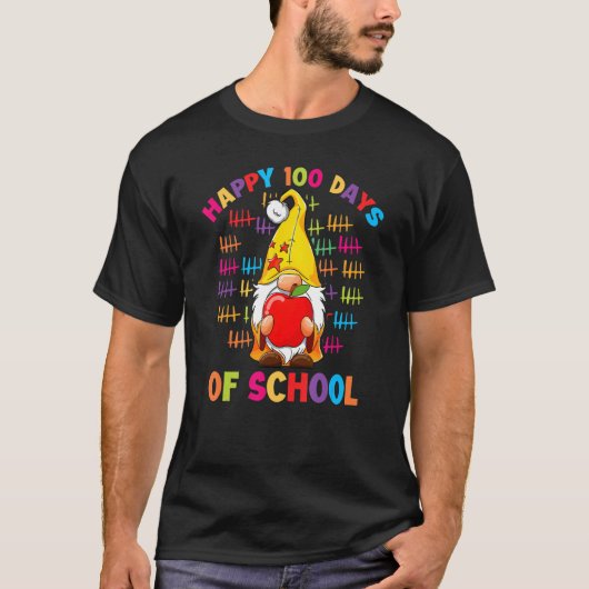 Tally Marks Happy 100th Day Of School Gnome Studen T-shirt (Voorkant)