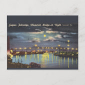 Talmadge-brug Nacht Savannah GA retro Briefkaart (Voorkant)