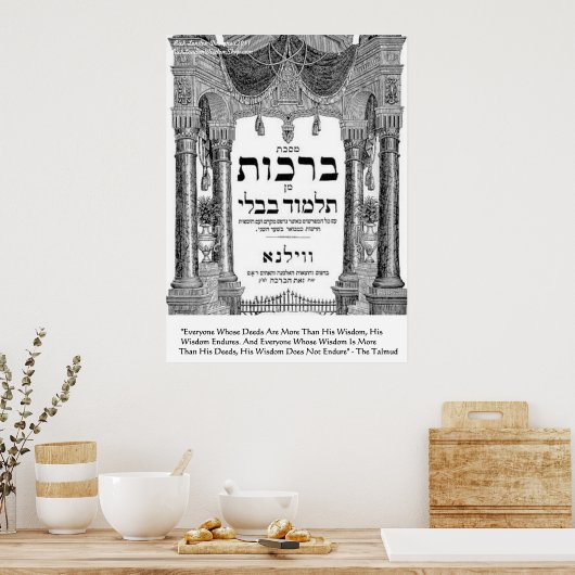Talmud "Wisdom/Deeds" Citaat Poster (Keuken)