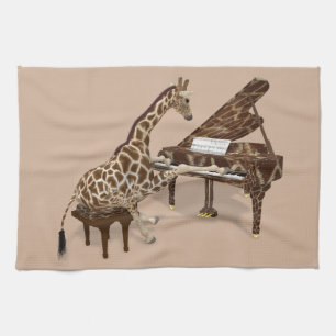 Talrijke Giraffe Plays Grand Piano Theedoek