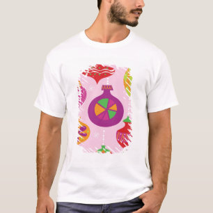 Talrijke kerstversiering, geïllustreerd in versch t-shirt