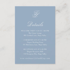 Talula Dusty Blue Elegant Wedding Informatiekaartje