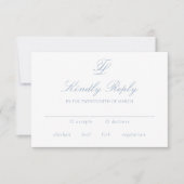 Talula Dusty Blue Elegant Wedding RSVP Kaartje (Voorkant)