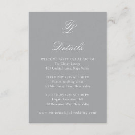 Talula Grey Elegant Huwelijk Informatiekaartje