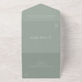 Talula Sage Green Elegant Wedding All In One Uitnodiging (Buitenkant)