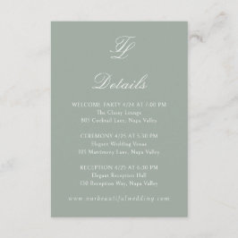Talula Sage Green Elegant Wedding Informatiekaartje