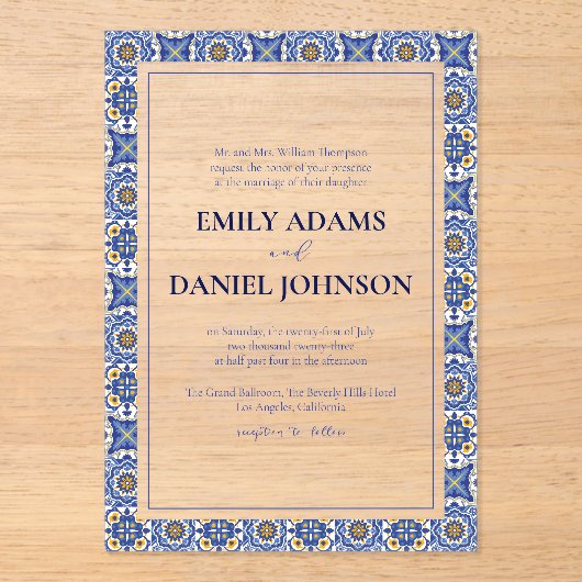 Talvera Fiesta Spaanse Mexicaanse bestemming bruil Acryl Uitnodigingen (Voorkant)