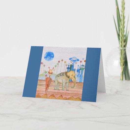 Tama en haar olifant feestdagen kaart (Voorkant)