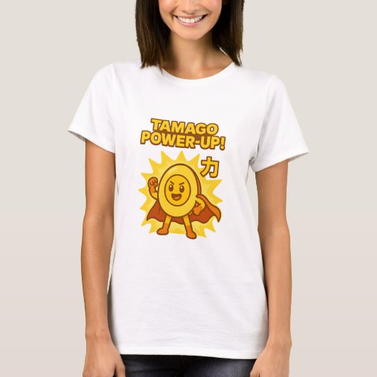 Tamago Power-Up! – Playful Japanese Food Doodle T-shirt (Voorkant)