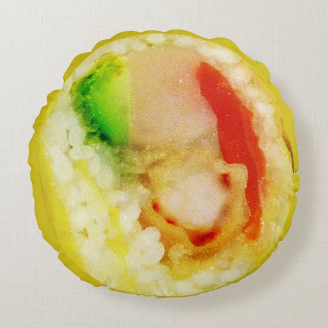 Tamagoyaki (ei) Sushi-kussen Rond Kussen (Voorkant)