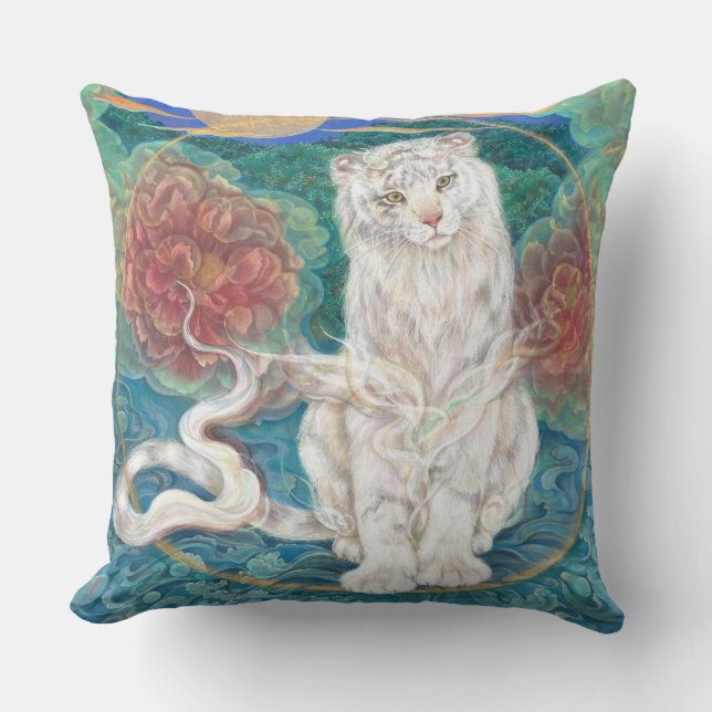 Tamaki: Divine White Tiger of the Moonlit Ring Kussen (Voorkant)
