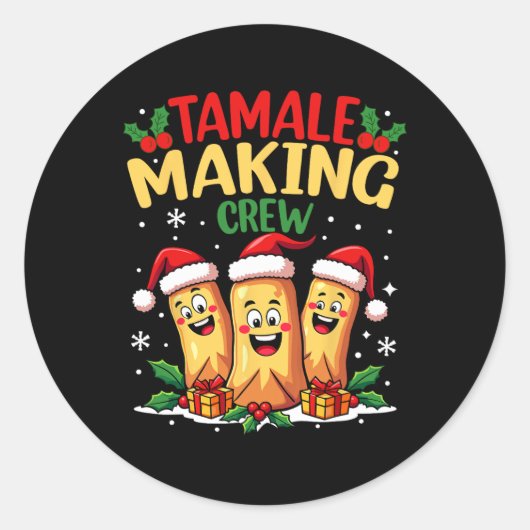 Tamale Crew Grappig Mexicaanse Kerstman T Ronde Sticker (Voorkant)
