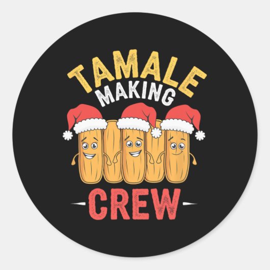 Tamale maken Crew Christmas Cooking Party Fun Ronde Sticker (Voorkant)