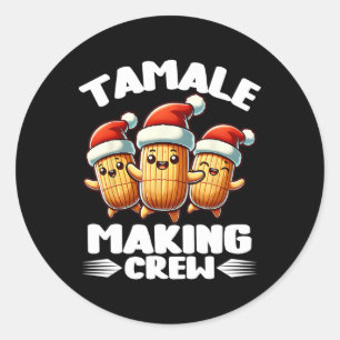 Tamale maken van bemanning Mexicaanse voedsel fami Ronde Sticker