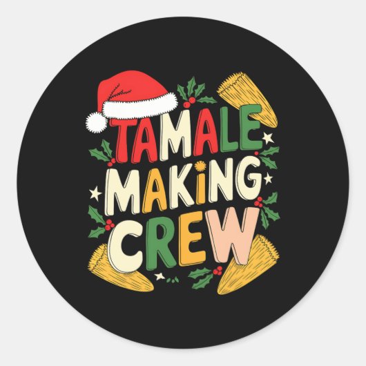 Tamale Making Crew Kerstgerechten Ronde Sticker (Voorkant)