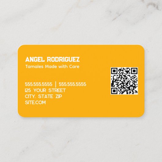 Tamales Custom QR Visitekaartje (Achterkant)