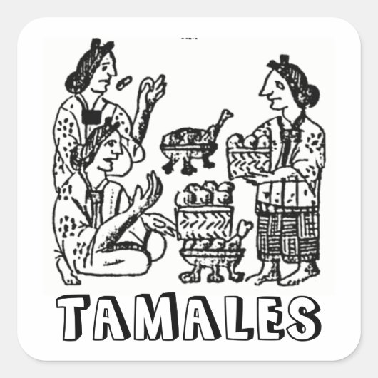 Tamales (Florentine Codex, 16e eeuw) Vierkante Sticker (Voorkant)