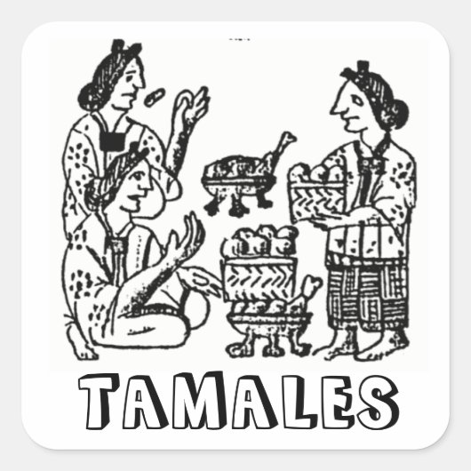 Tamales (Florentine Codex, 16e eeuw) Vierkante Sticker (Voorkant)