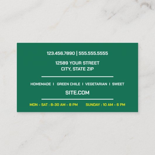 Tamales Visitekaartje (Achterkant)