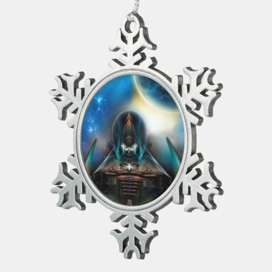 Tamalin 5 Pewter Snowflake Ornament (Rechts)