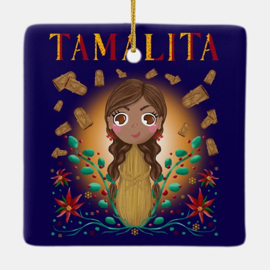 Tamalita Tamal Zia Flowers Tamales Keramisch Ornament (Achterkant)