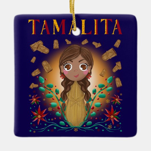 Tamalita Tamal Zia Flowers Tamales Keramisch Ornament (Voorkant)
