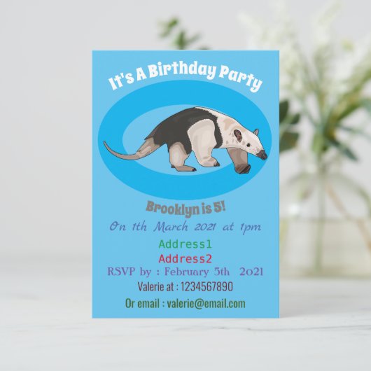 Tamandua-cartoon Kaart (Staand voorkant)