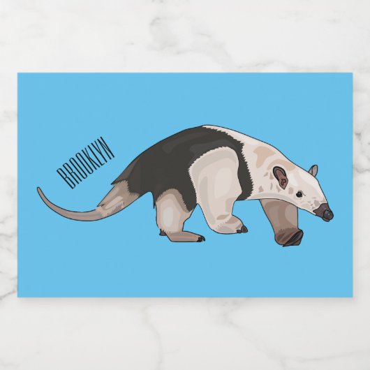 Tamandua-cartoon Voedselcontainer Etiket (Enkel label)
