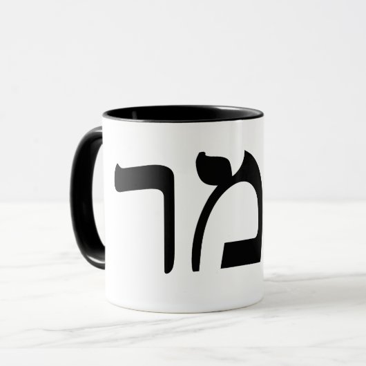 Tamar in Hebreeuws Block Lettering Mok (Voorkant links)