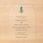 Tamara Pine Tree Modern Wedding Save the Date Acryl Uitnodigingen (Voorkant)